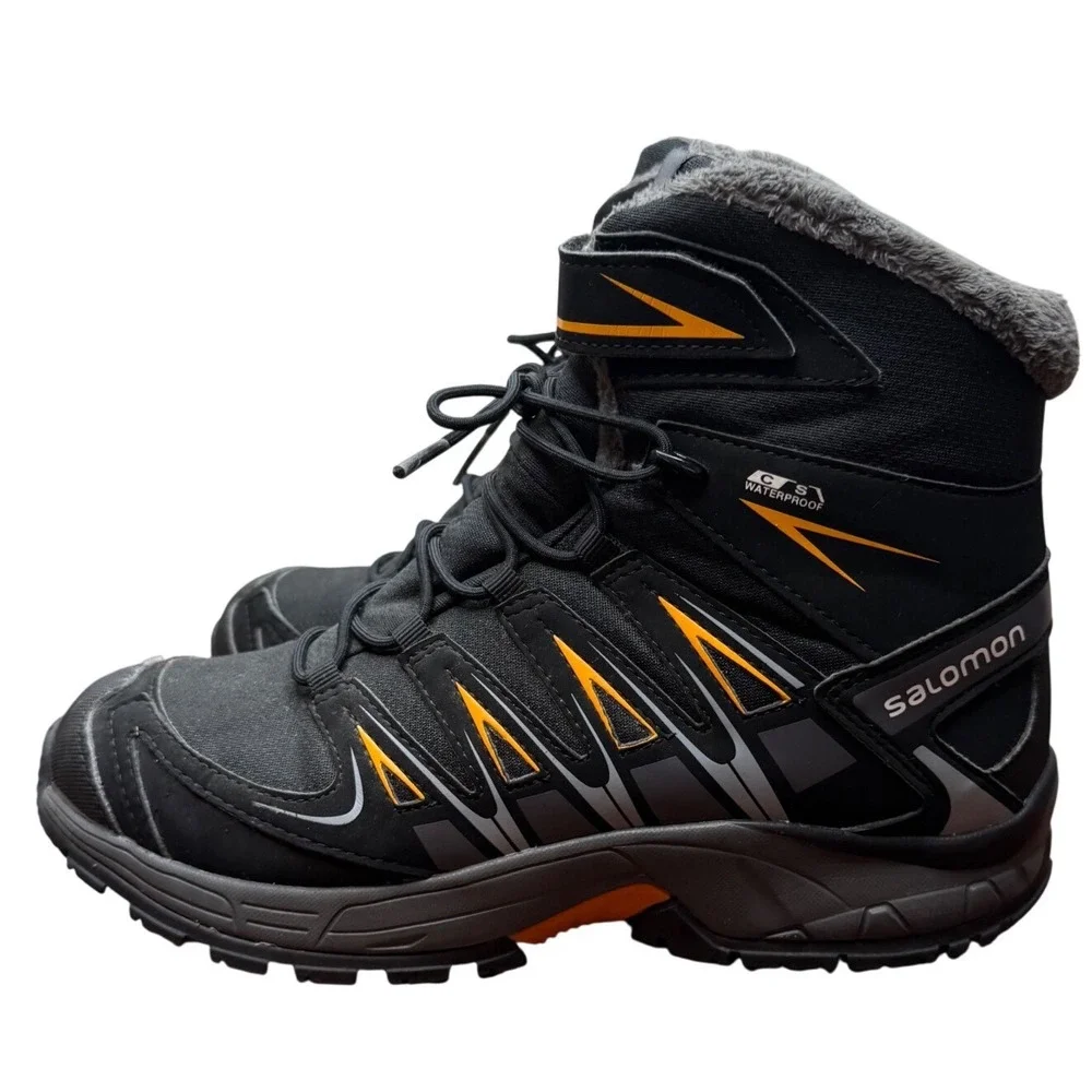 Salomon XA Pro CS Waterproof Winter Boots Faux Fur Lined Black Orange Mens 5.5